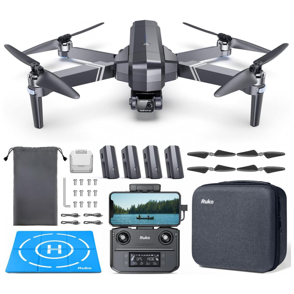 Encontraproduto.com.br - Drone com Câmera 4K, GPS, Auto Retorno, e Transmissão por Vídeo, Ruko F11GIM2, Preto