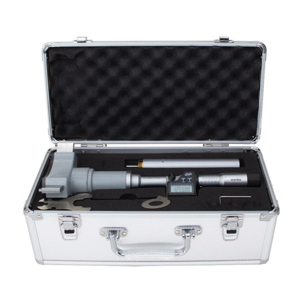 Encontraproduto.com.br - Micrômetro interno de 3 pontas digital 125-150mm/5-6’’ IP65 haste de extensão 150mm Werka 217-3227