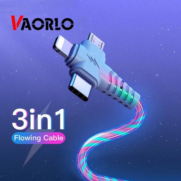 Encontraproduto.com.br - Cabo de Carregamento Luminosa 3 em 1 VAORLO 2.1A