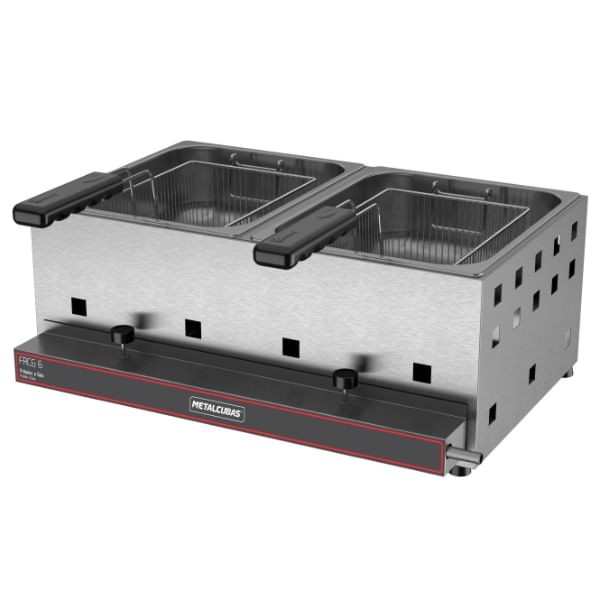 Encontraproduto.com.br - FRITADOR GÁS ALTA PRESSAO MESA 2CUBAS 6L FRCG6-AP
