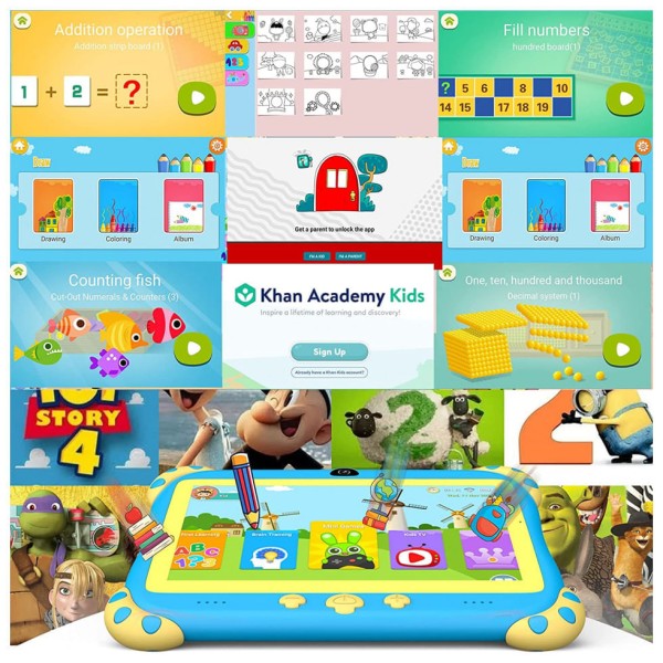 Encontraproduto.com.br - Tablet Infantil 7 Educativo com Controle de Pais, WiFi e Câmera Dupla, Android 10 32GB RAM, YINOCHE, Azul