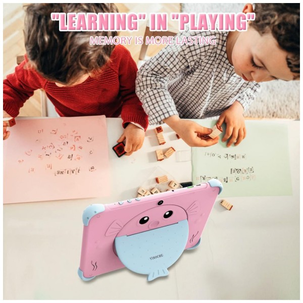Encontraproduto.com.br - Tablet Infantil 10 Android com Controle de Pais, WiFi e Câmera Dupla, 32 GB, YINOCHE, Rosa