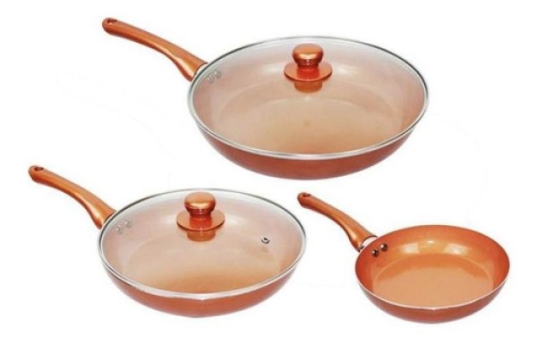 Encontraproduto.com.br - Kit 3 Frigideira Antiaderente Cerâmica Titânio 5 Peças