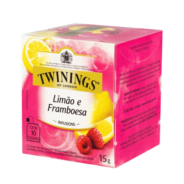 Chá Misto de Limão e Framboesa Twinings Caixa com 10 sachês