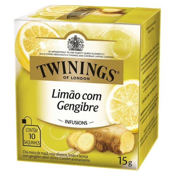Encontraproduto.com.br - CHA TWININGS C/10 SAQUINHOS 15G LIMAO/ GENGIB