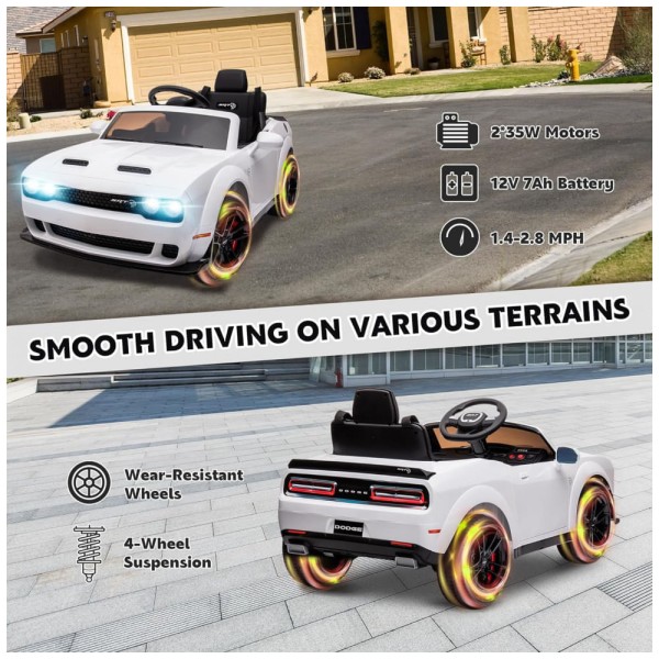 Encontraproduto.com.br - Carro Elétrico Infantil a Bateria com Controle Remoto, 3 Velocidades, Faróis LED, Bluetooth e Música, 12V, ENYOPRO Do...