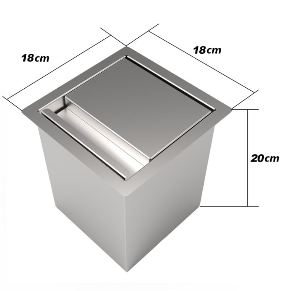 Encontraproduto.com.br - Lixeira de Embutir Quadrada Com Tampa Aço Inox 4 Litros Para Bancada Cozinha Saro
