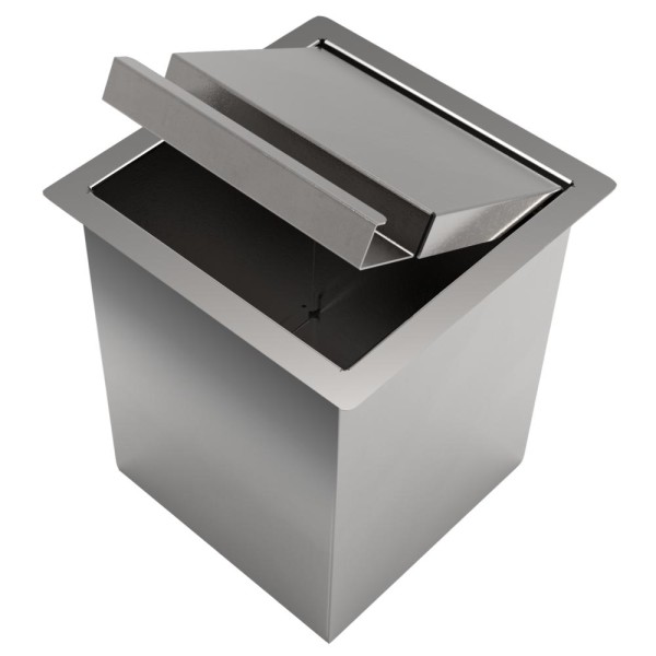 Encontraproduto.com.br - Lixeira de Embutir Quadrada Com Tampa Aço Inox 4 Litros Para Bancada Cozinha Saro