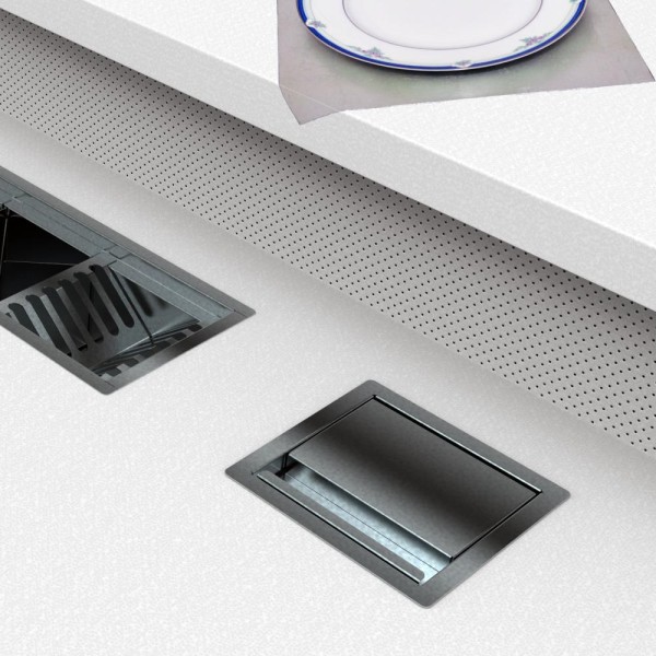 Encontraproduto.com.br - Lixeira de Embutir Quadrada Com Tampa Aço Inox 4 Litros Para Bancada Cozinha Saro