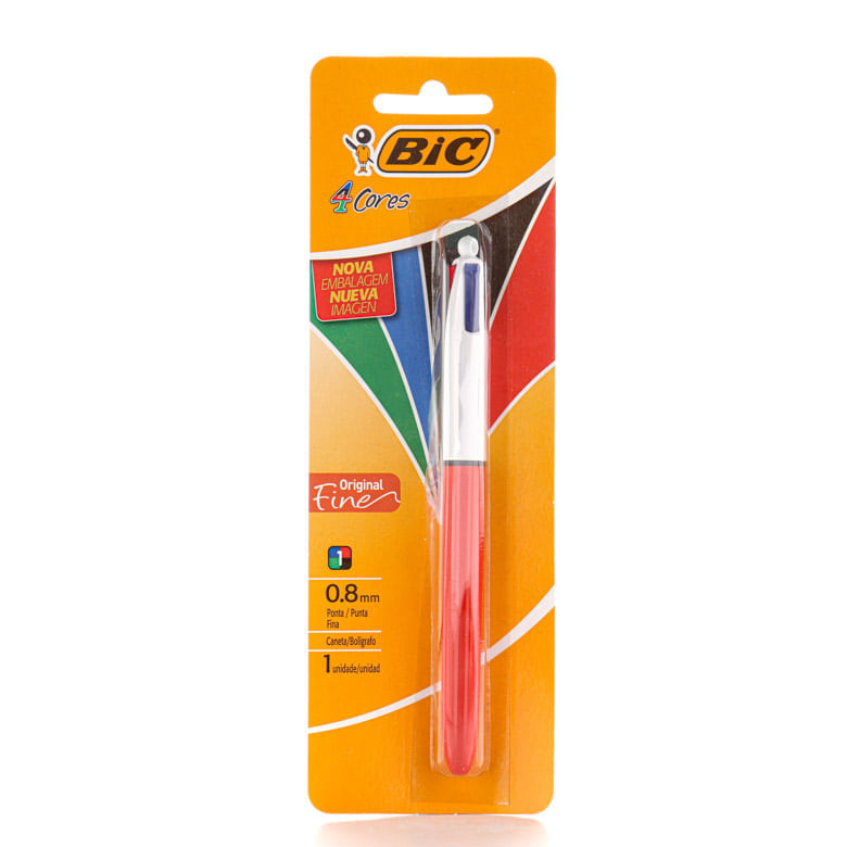 Encontraproduto.com.br - Caneta Esferográfica 4 Cores 0,8mm Ponta Fina Original Fine Bic