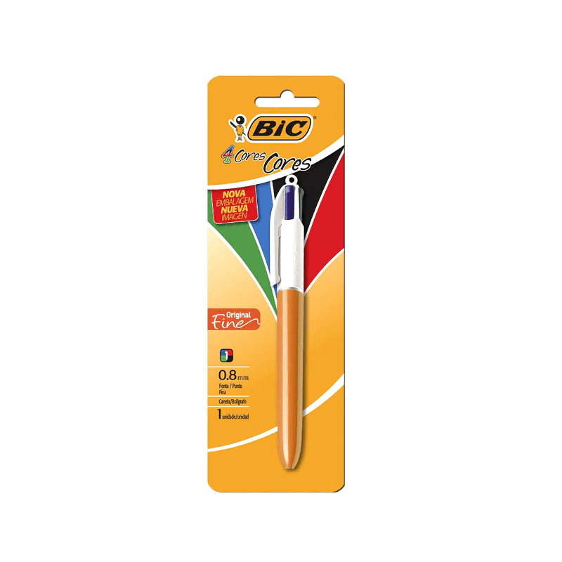 Encontraproduto.com.br - Caneta Esferográfica 4 Cores 0,8mm Ponta Fina Original Fine Bic