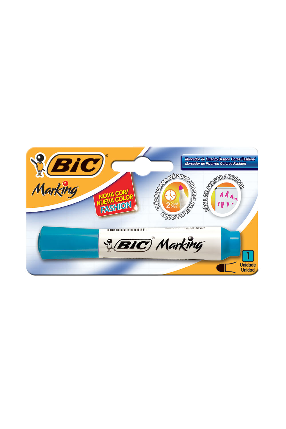 Marcador para Quadro Branco Bic Azul Claro Fashion Ponta Média Redonda