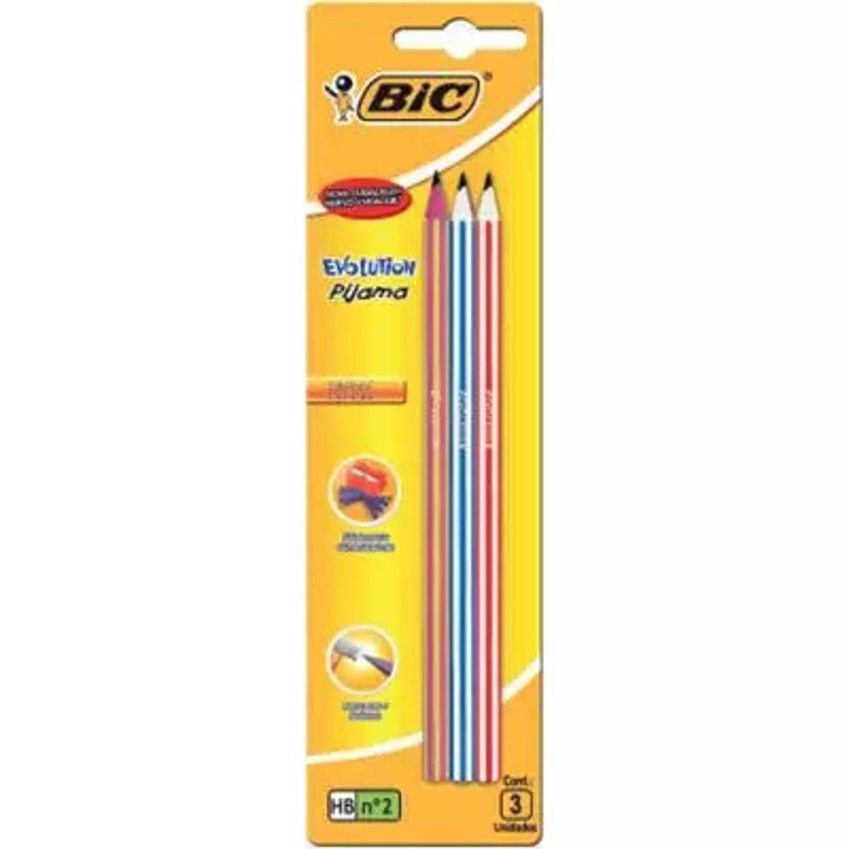 Encontraproduto.com.br - Lápis Preto HB nº 2 Pijama Bic Evolution 3 Unidades