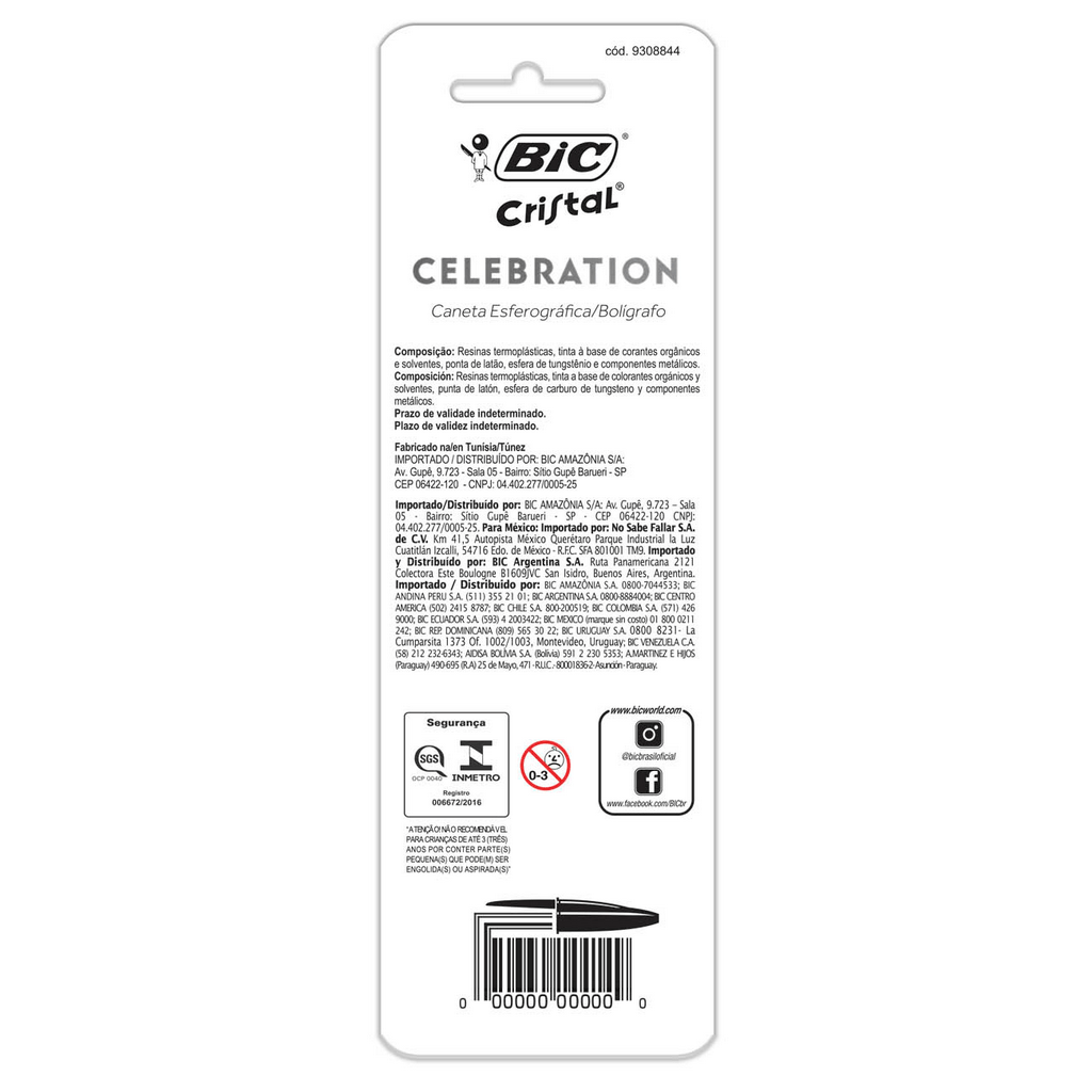 Encontraproduto.com.br - Caneta Esferográfica Bic Cristal Celebration Azul/Preta com 2 Unidades
