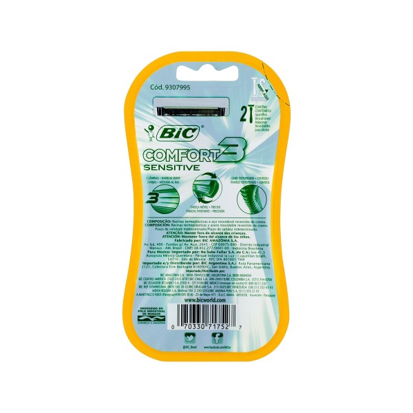Encontraproduto.com.br - Aparelho de Barbear BIC Comfort 3 Advance Sensitive Pele Sensível 2 un