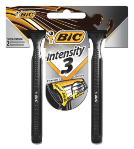 Aparelho De Barbear Bic Intensity Preto com 3 Lâminas com 2 Unidades