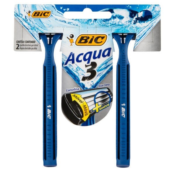 Encontraproduto.com.br - Aparelho De Barbear Bic Acqua 3 Azul com 2 unidades