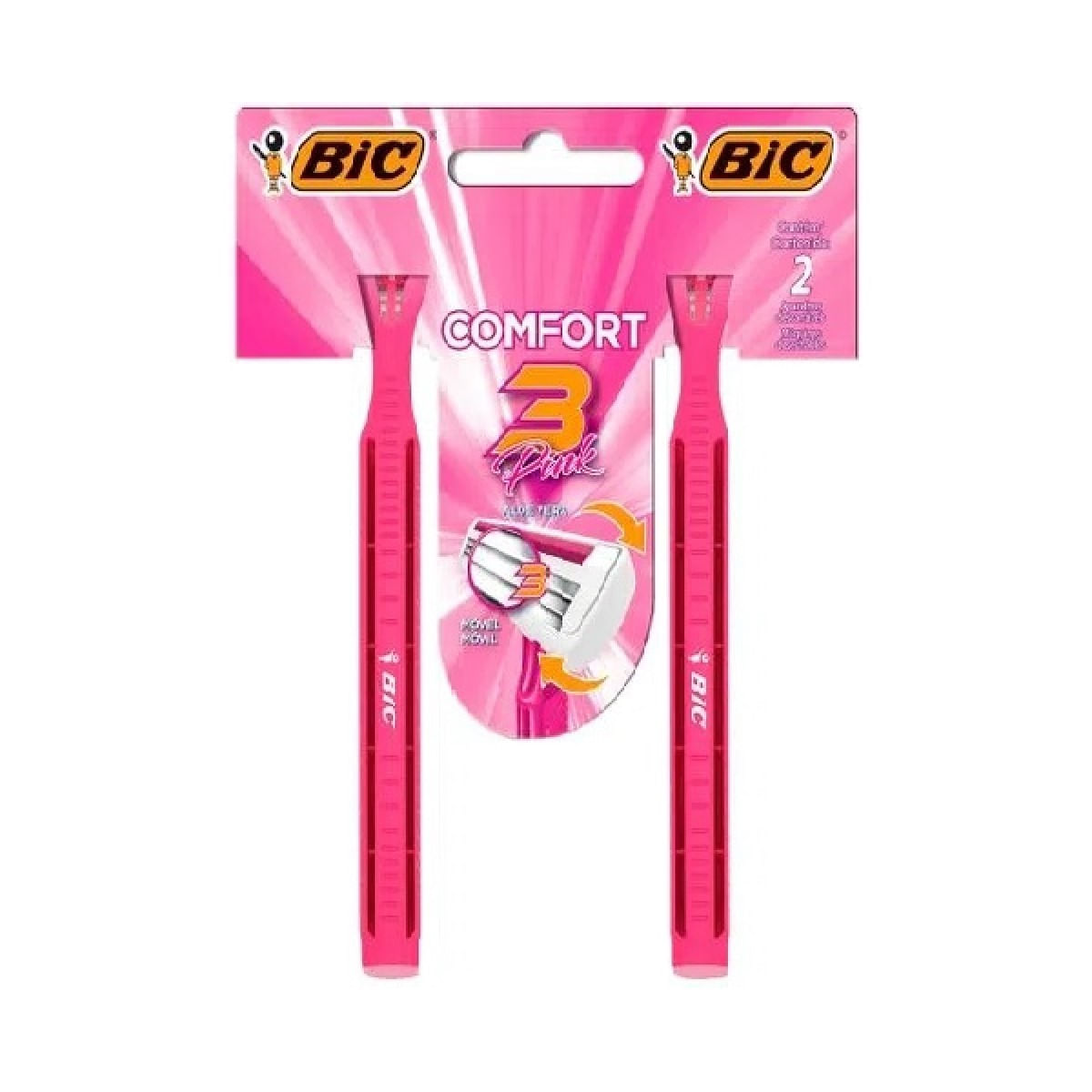 Encontraproduto.com.br - Aparelho Depilatório Bic Conforto 3 Pink Com 2 Unidades