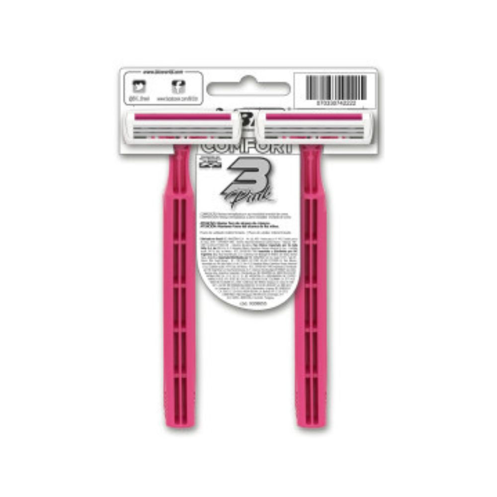 Encontraproduto.com.br - Aparelho Depilador Bic Confort 3 Pink 2 Unidades