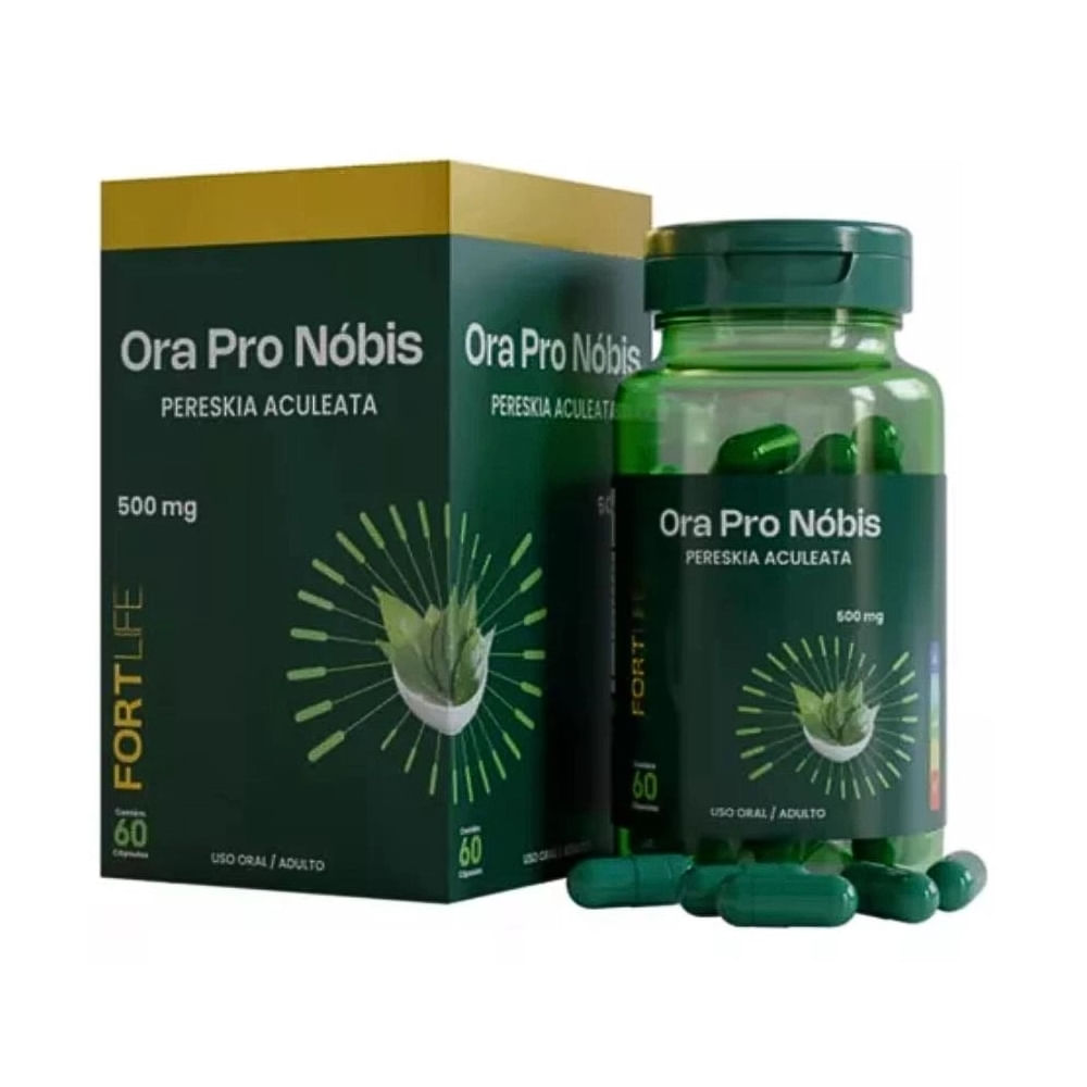 Encontraproduto.com.br - Suplemento Alimentar Ora Pro Nóbis Fortlife 500mg - 60 Cápsulas