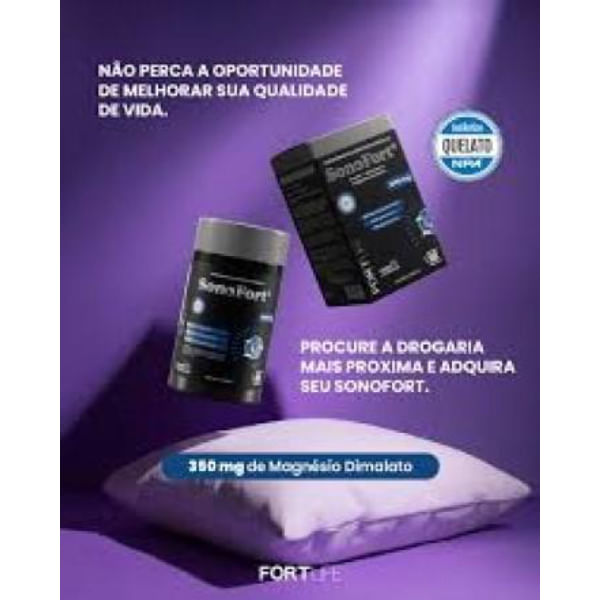 Encontraproduto.com.br - Sonofort 1600 mg - Inositol + Melatonina + Dimalato - 60 Cápsulas - FortLife