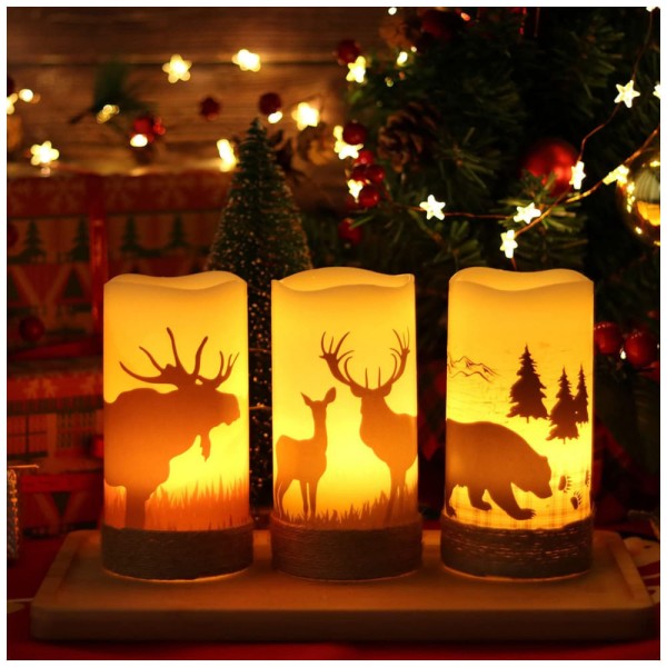 Encontraproduto.com.br - Vela LED com Temporizador de 6H para Decoração Natalina, 2 Un