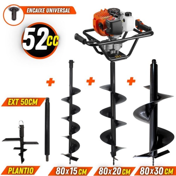 Encontraproduto.com.br - Perfurador De Solo Tekna C-kit Completo De Brocas + Extensão