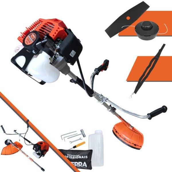 Encontraproduto.com.br - Roçadeira 43cc Grhb-430 Dobrável Com Carretel E Lâmina Facão