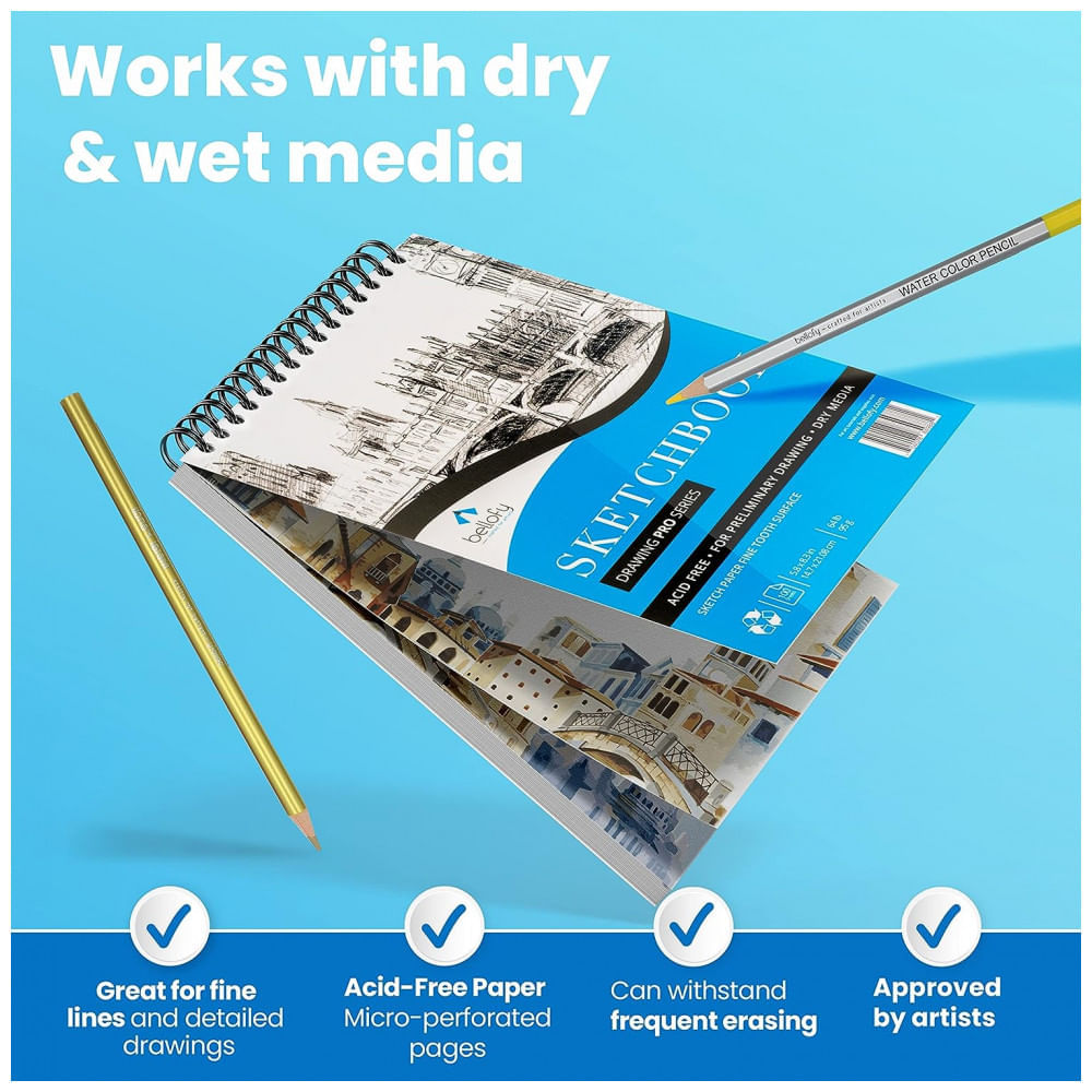 Encontraproduto.com.br - Kit Lápis de Cor Profissional com Estojo 72 peças Tintas Acrílicas, Aquarela, BELLOFY, Preto
