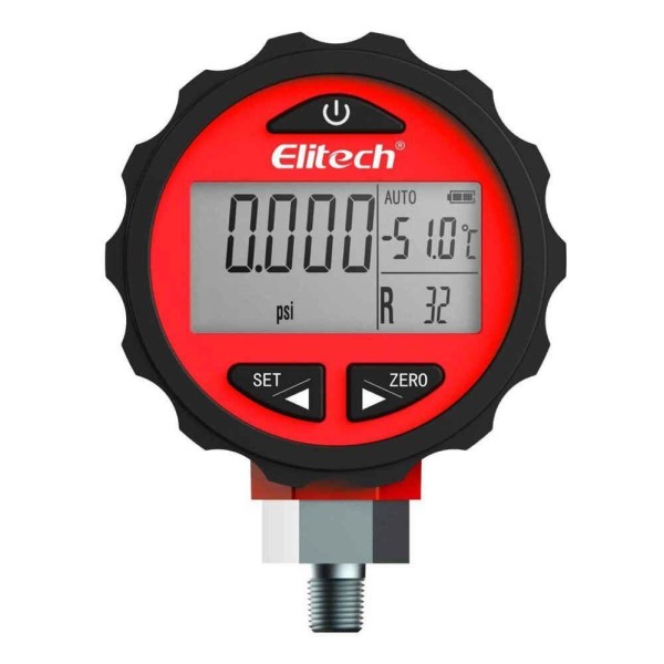 Encontraproduto.com.br - Manômetro Digital para Alta Pressão 0 a 800psi a Pilha Alcalina AA Elitech (1,5V)