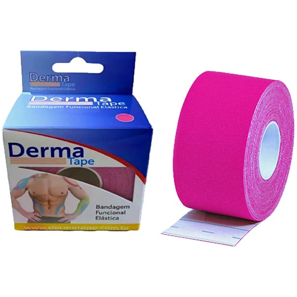 Encontraproduto.com.br - Bandagem Elástica Kinesio DermaTape 5mX5cm Rosa - unidade