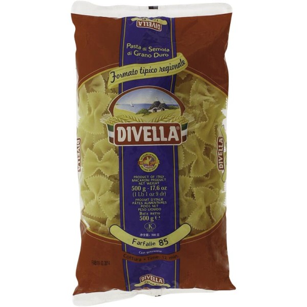 Encontraproduto.com.br - Macarrão Divella Farfelle N85 Pacote com 500g