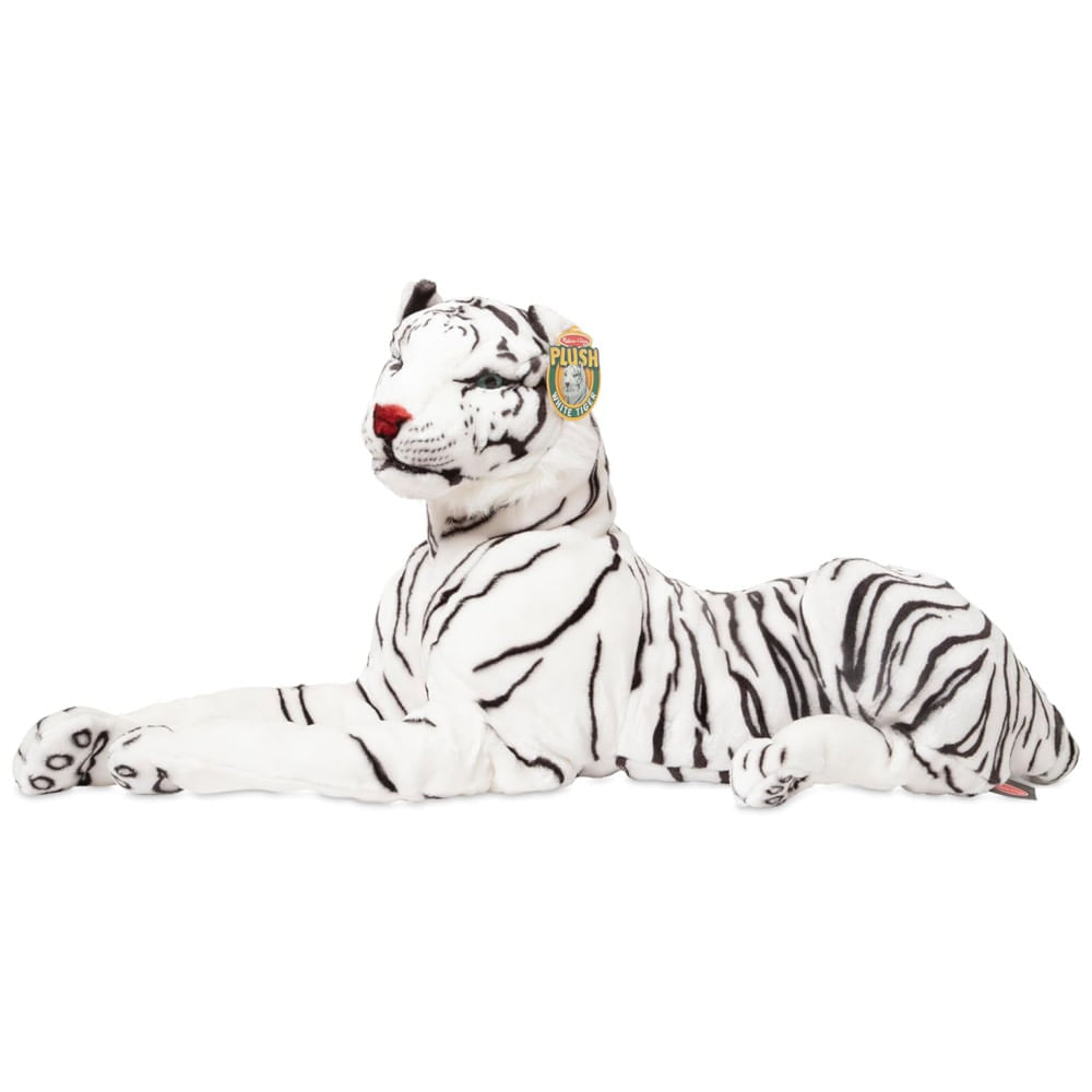 Encontraproduto.com.br - Pelúcia Tigre Branco 1,5 Metro de Comprimento com Design Realista para Crianças Acima de 3 Anos, Melissa & Doug
