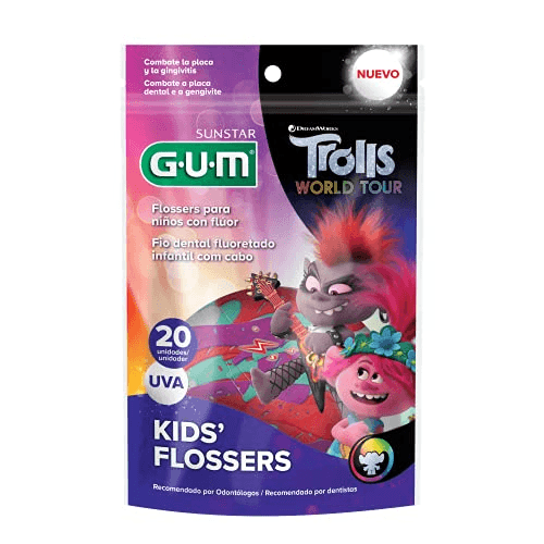 Encontraproduto.com.br - Fio Dental Flosser Trolls GUM - Sunstar