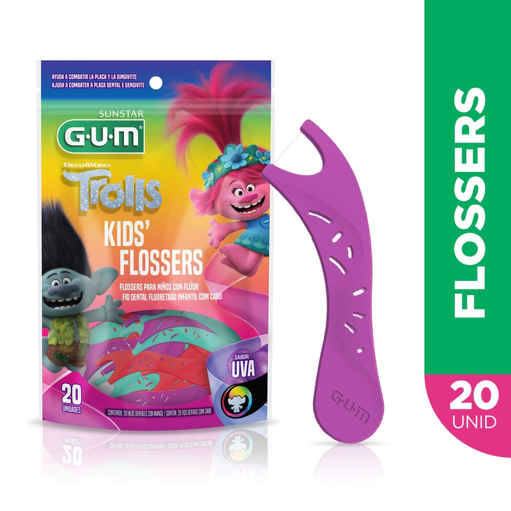 Encontraproduto.com.br - Fio Dental Flosser Trolls GUM - Sunstar