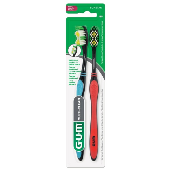 Escova Dental Gum Multi Clean Soft Suave Macia 135 - 2 Unidades