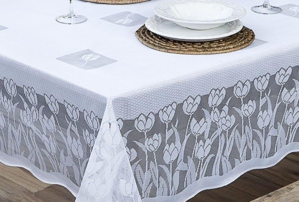 Encontraproduto.com.br - Toalha De Mesa Renda 6 Lugares 1,60X2,20M Tulipas