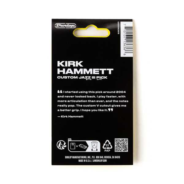 Encontraproduto.com.br - Palheta Dunlop Jazz III Kirk Hammett Yellow Glitter Com 6