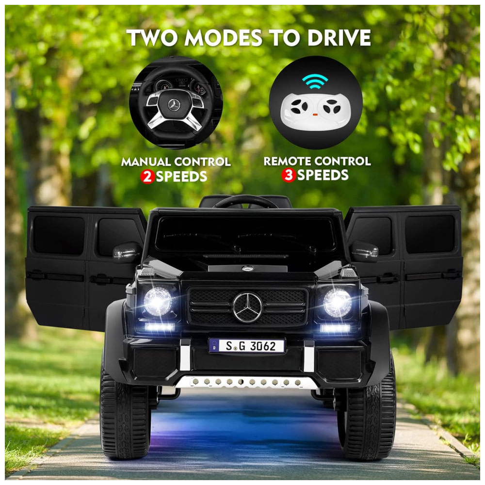 Encontraproduto.com.br - Carro Elétrico Infantil a Bateria com Controle Remoto de 2,4 GHz, 2 Motores, 3 Velocidades, Música, Buzina, Luzes L...