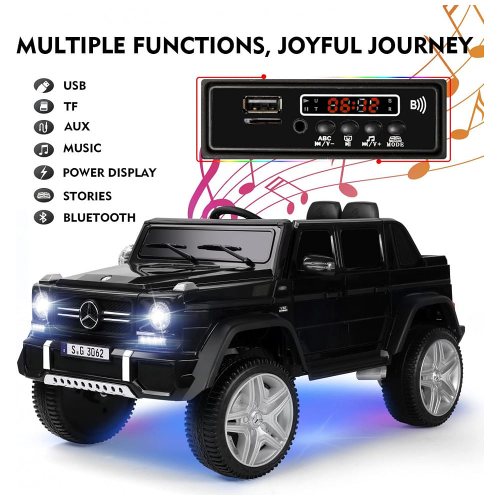 Encontraproduto.com.br - Carro Elétrico Infantil a Bateria com Controle Remoto de 2,4 GHz, 2 Motores, 3 Velocidades, Música, Buzina, Luzes L...