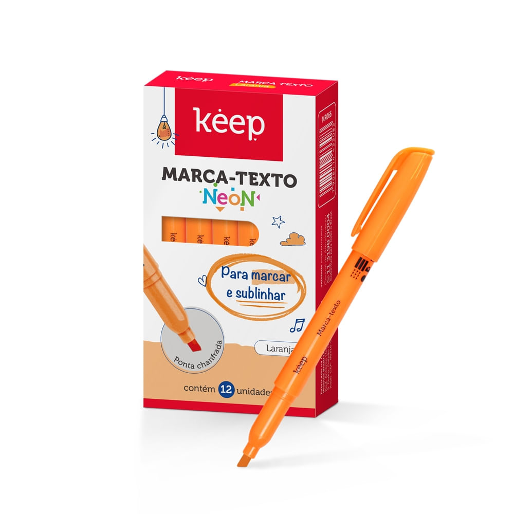 Marca Texto Laranja Caixa c/ 12 Unidades Keep - MR066OUT [Reembalado]