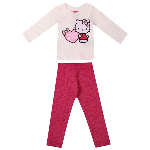 Encontraproduto.com.br - Conjunto Manga Longa Infantil Hello Kitty Branco - Hello Kitty