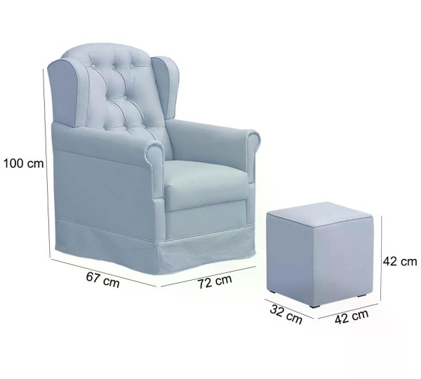 Encontraproduto.com.br - Poltrona De Amamentaçao Balanço Livia Com Puff Corano Azul FT Milani Store