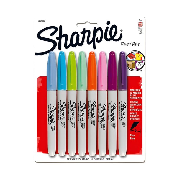 Kit Marcador Metálico Permanente Sharpie - 8 Unidades - Paper Mate