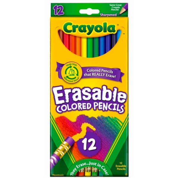 Encontraproduto.com.br - Lapis De Cor Apagável 12 Cores C/ Borracha Crayola