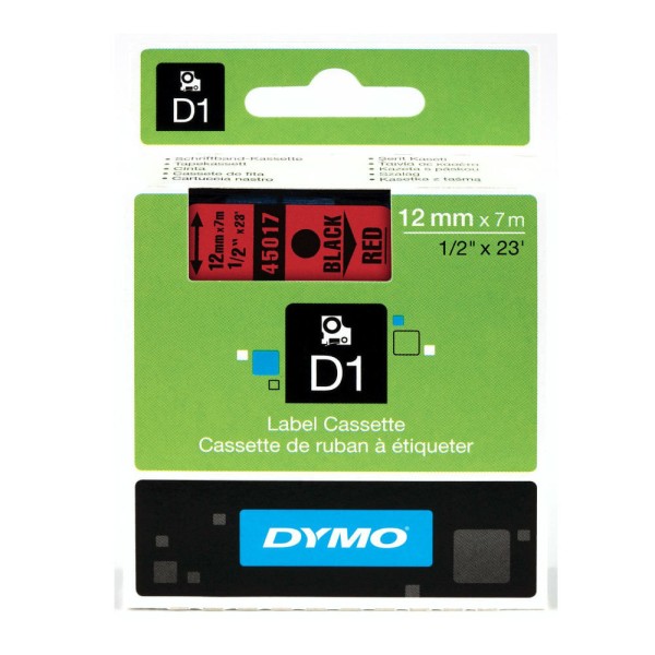 Fita de Poliéster Auto Adesiva 45017 12mm Preto/Vermelho - DYMO