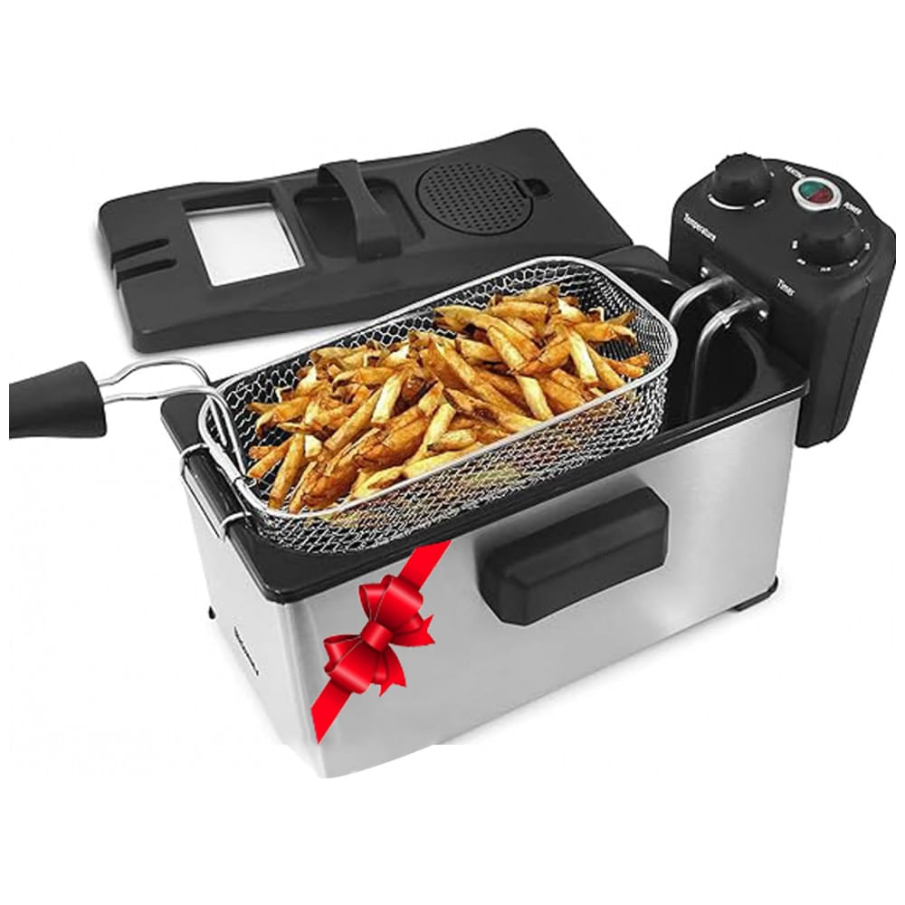 Encontraproduto.com.br - Fritadeira Elétrica Industrial a Óleo 3.5L com Controle de Temperatura, Aço Inox, 110v, ELITE GOURMET EDF 3500, Cinza