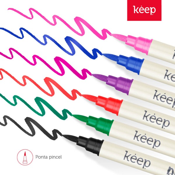 Encontraproduto.com.br - Marcador Artístico Dual Brush com 6 Unidades Keep - MR058OUT [Reembalado]