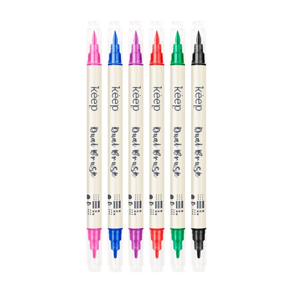 Encontraproduto.com.br - Marcador Artístico Dual Brush com 6 Unidades Keep - MR058OUT [Reembalado]