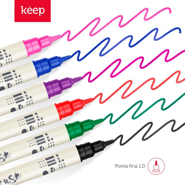 Encontraproduto.com.br - Marcador Artístico Dual Brush com 6 Unidades Keep - MR058OUT [Reembalado]
